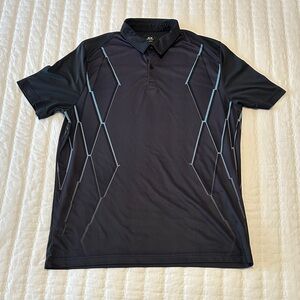 Oakley Golf Polo Dri-Fit Short Sleeve Shirt Medium Grey Black Geometric Print